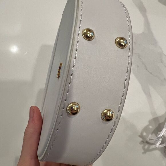 Rachel Comey Rider Circle Bag Ivory White Leather Round Brass Top Handle Rare - Picture 9 of 15